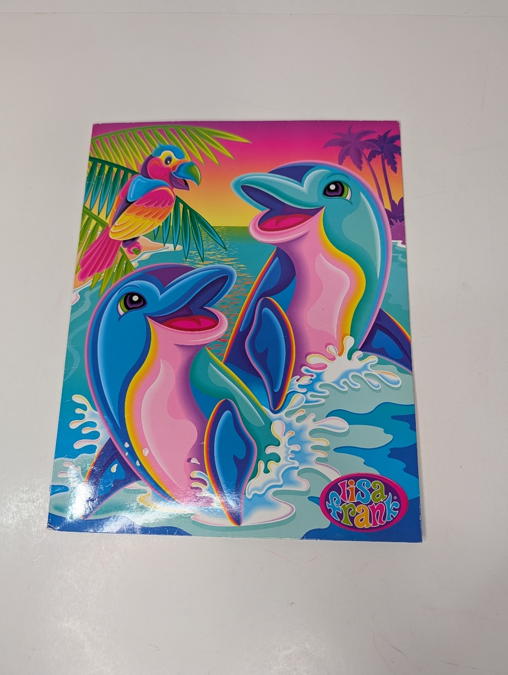 Lisa Frank Vintage Dolphins Tropical Sunset Parrot Neon Folder Y2K Nostalgia